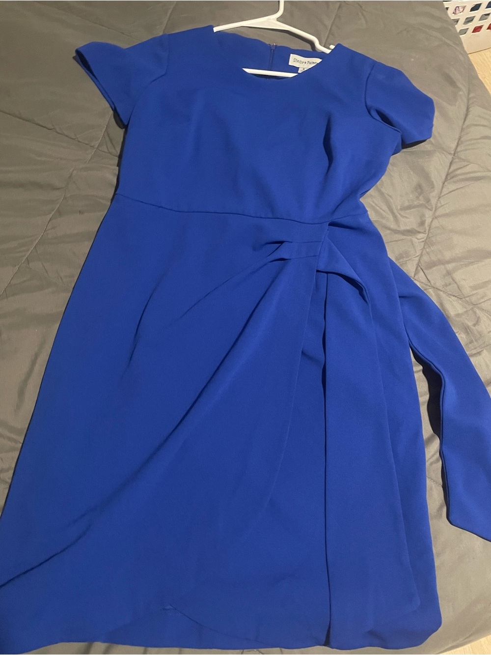 Shelby & Palmer Royal Blue Short Sleeve Wrap-Detail Midi Dress